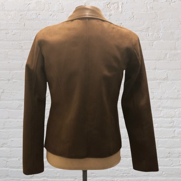 GA Milan Faux Suede Faux Leather Brown Jacket - Picture 4 of 10